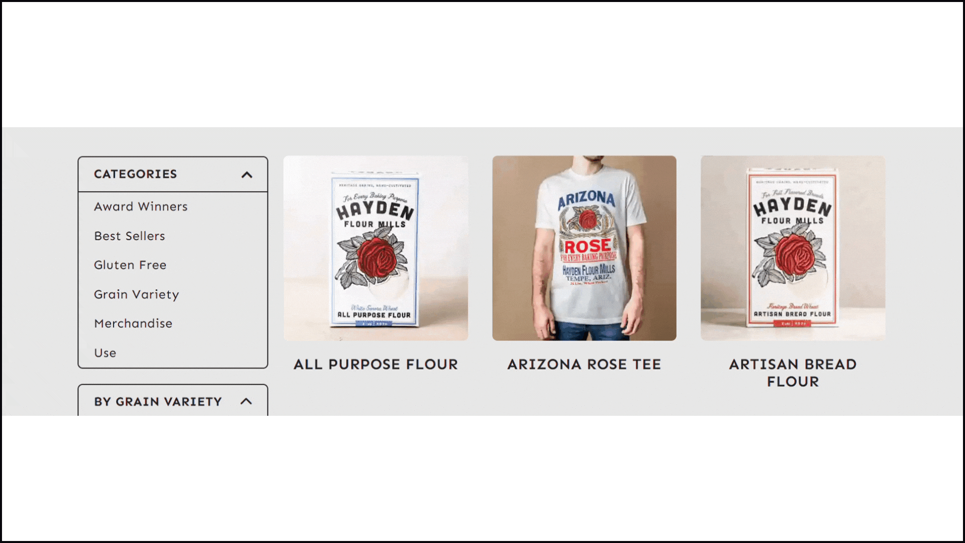 Product image hover effect enhancing user experience on an ecommerce platform.